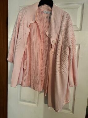 Caribbean Joe Light Pink Knit Cardigan with Shawl Collar
